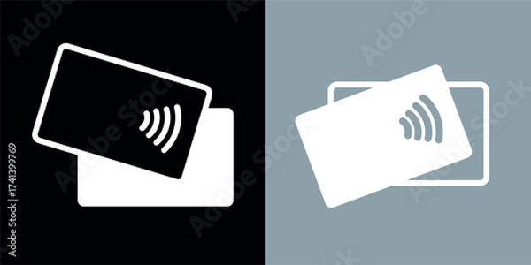 Fototapeta Contactless payment icon (NFC). Symbol of purchase or store, cash register or bank card. Cashless payment.