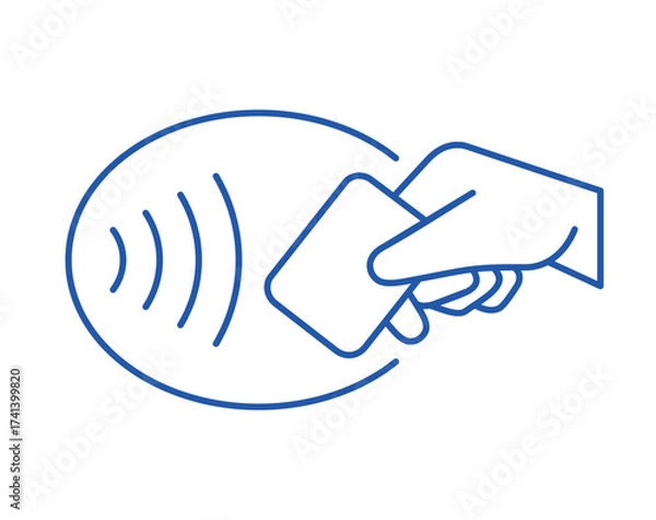 Fototapeta Contactless payment icon (NFC). Symbol of purchase or store, cash register or bank card. Cashless payment.