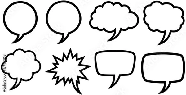 Fototapeta Dynamic speech bubbles for modern communication, conversation, and social media marketing designs