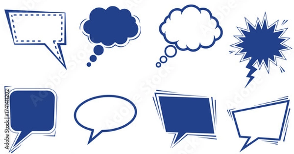 Fototapeta Variety of speech bubbles, message clouds, communication balloons for modern designs and social media