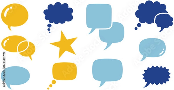Fototapeta Diverse speech bubbles collection for lively discussions and engaging conversations online