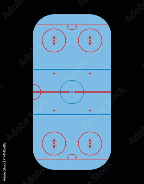 Fototapeta A hockey rink with markings. A court for the sport of ice hockey. A fixture of a match, competition, or championship.