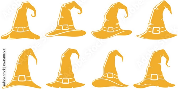 Fototapeta Enchanting array of witch hats, perfect for Halloween designs, invitations, and spooky celebrations