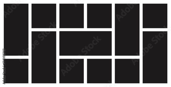 Fototapeta Photo Collage Template. Editable Picture Frames Set. Vector