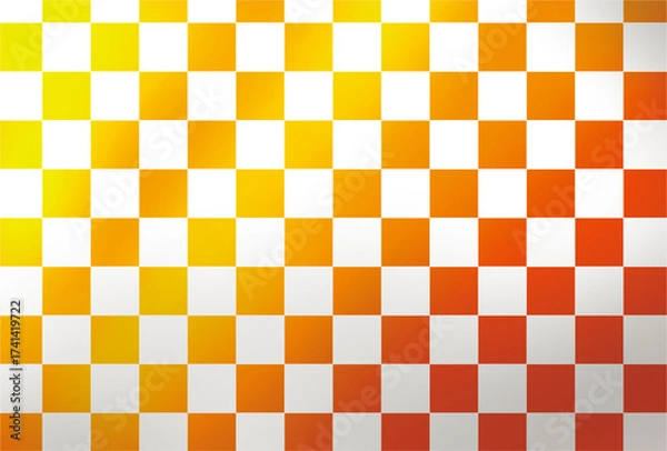 Fototapeta モミジ色のグラデーションの市松模様の背景