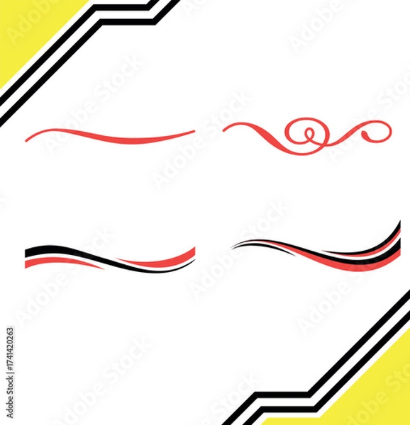 Fototapeta Elegant red and black flourishes for modern design projects create visual interest and sophisticated layouts