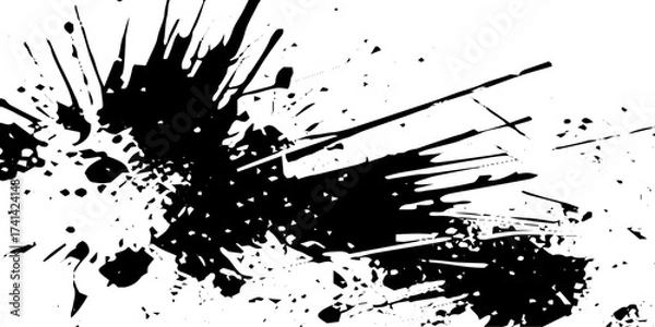 Fototapeta Vector black ink brush stroke on white abstract background . paint brush texture on transparent background. Chinese Japanese Korean calligraphy brushstrokes 	
