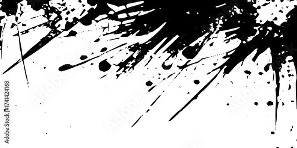 Fototapeta Vector black ink brush stroke on white abstract background . paint brush texture on transparent background. Chinese Japanese Korean calligraphy brushstrokes 	