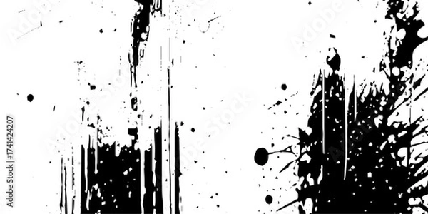 Fototapeta Vector black ink brush stroke on white abstract background . paint brush texture on transparent background. Chinese Japanese Korean calligraphy brushstrokes 	