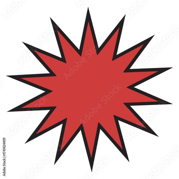 Obraz Red Comic Starburst Explosion – Pop Art Burst Doodle Shape