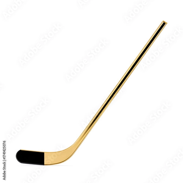 Fototapeta A sleek gold hockey stick designed for performance on the ice, showcasing an elegant curve and grip.