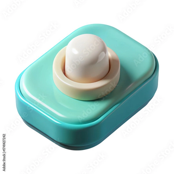 Fototapeta Modern pastel blue soap dish with white soap 3d isolated on transparent background