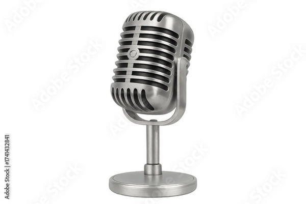 Fototapeta Retro metallic microphone for broadcasting and podcasting