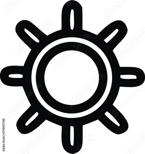 Obraz Abstract sun wheel symbol graphic art design concept with eight spokes and circular elements symbolizing energy and cycles for universal applications
