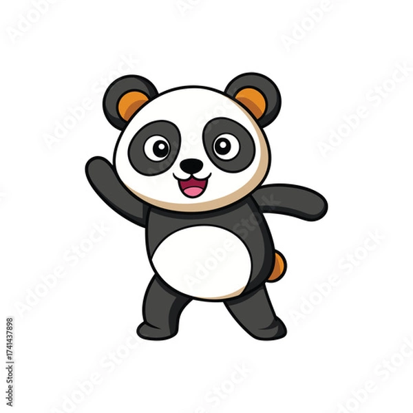 Obraz Panda dancing mascot bear vector illustration