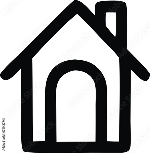 Obraz Simple hand drawn house icon representing home shelter property real estate dwelling residential building symbol