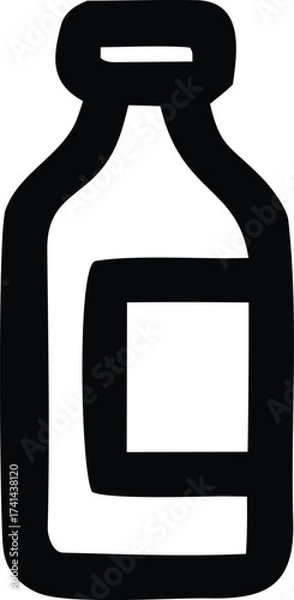 Obraz Simple outline graphic of a glass bottle with label area ready for content adding to design projects
