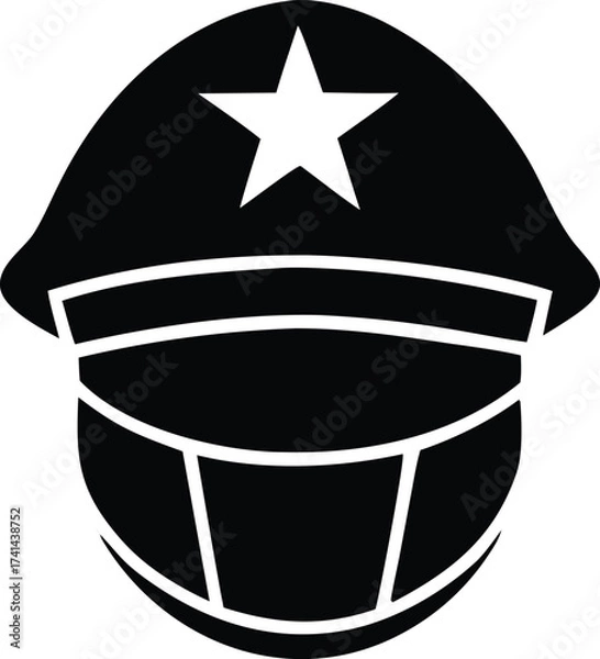 Obraz Classic officer cap emblem with star symbol representing authority and service in a bold silhouette design for various applications