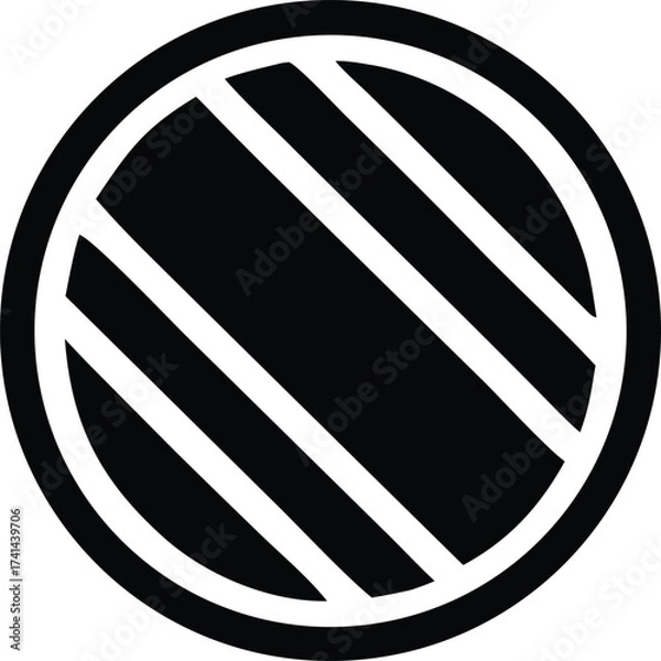 Obraz Striking black and white circular design with diagonal stripes abstract graphic element for modern projects