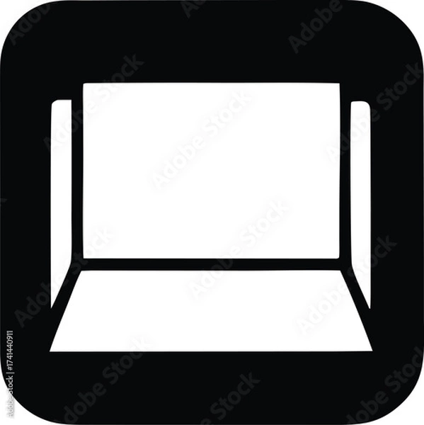Obraz Minimalist black and white icon representing an open box or container showing an empty interior space