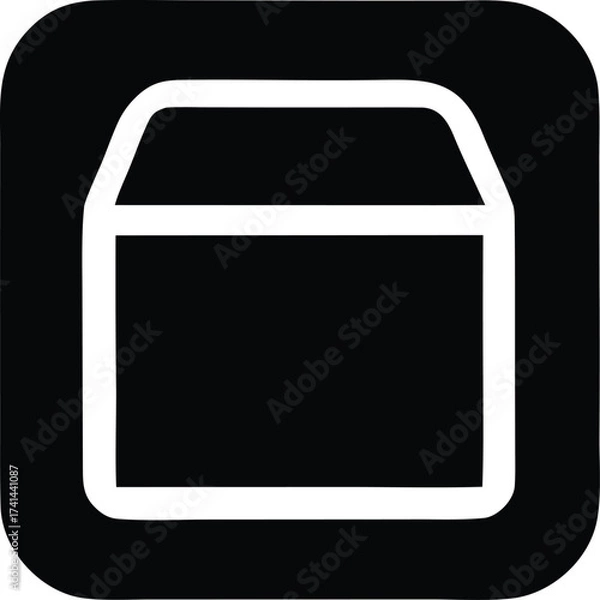 Obraz Simple line art icon representing a storage box or container with a lid for organization and packaging solutions