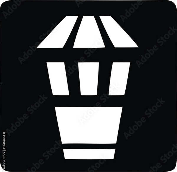 Obraz Simple white lantern icon simple clean silhouette symbol represents light source outdoor lighting fixture abstract design element for web and print