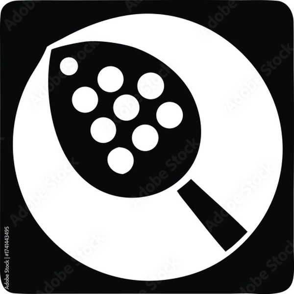 Obraz Monochromatic icon symbolizing search discovery and analysis with a magnifying glass and seed pod