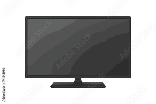 Fototapeta Modern flat screen TV with blank LCD LED display, isolated on transparent background. Stylish vector illustration of sleek television set for home entertainment and electronics design.