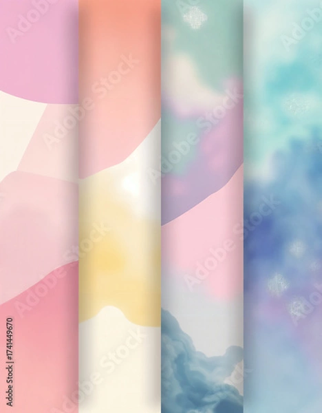 Obraz Overlapping Pastel Circular Shapes with Smooth Gradient Blends and Soft Dreamy Abstract Color Flow
