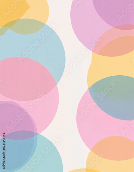 Obraz Vibrant Pastel Circular Overlay Pattern with Soft Transparent Shapes and Modern Abstract Design
