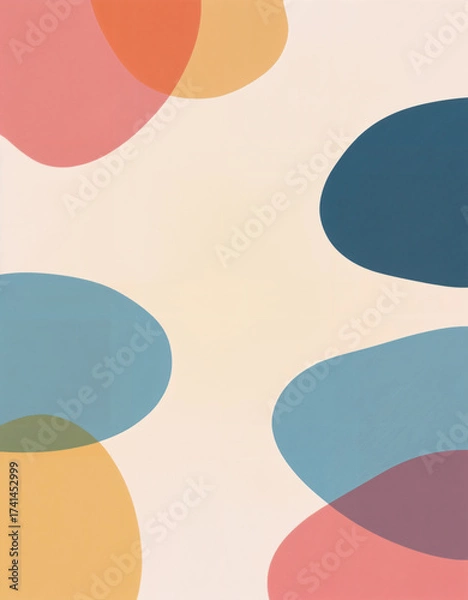 Obraz Modern Pastel Organic Blob Shapes with Clean Minimal Abstract Composition and Calm Tones
