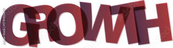 Fototapeta Growth concept with overlapping red letters on white background illustration