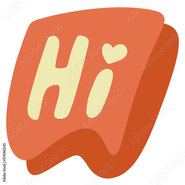 Fototapeta Cute orange “Hi” sign cartoon PNG