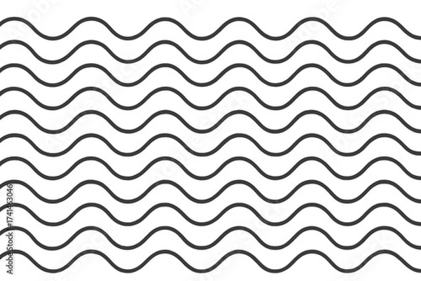 Fototapeta Seamless Wave Pattern Vector Background, Repeating Wavy Lines Design, Black Outline Curved Stripes, Abstract Flowing Lines, Transparent Overlay, Modern Decorative Element