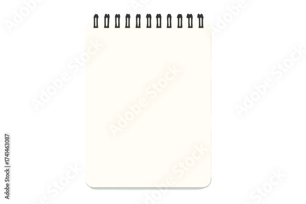 Fototapeta Realistic blank spiral notepad notebook isolated on white background, vector illustration with transparent background, office stationery, writing, sketchbook, note-taking tool