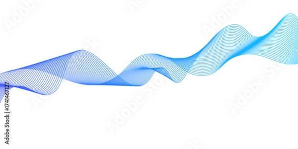 Fototapeta Abstract vector background with light blue wavy lines. Blue wave background.Thin line wavy abstract vector background. Modern technology background. Vector illustration.