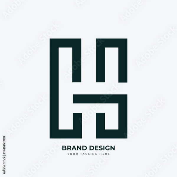 Fototapeta CH Line Art Elegant Monogram Logo