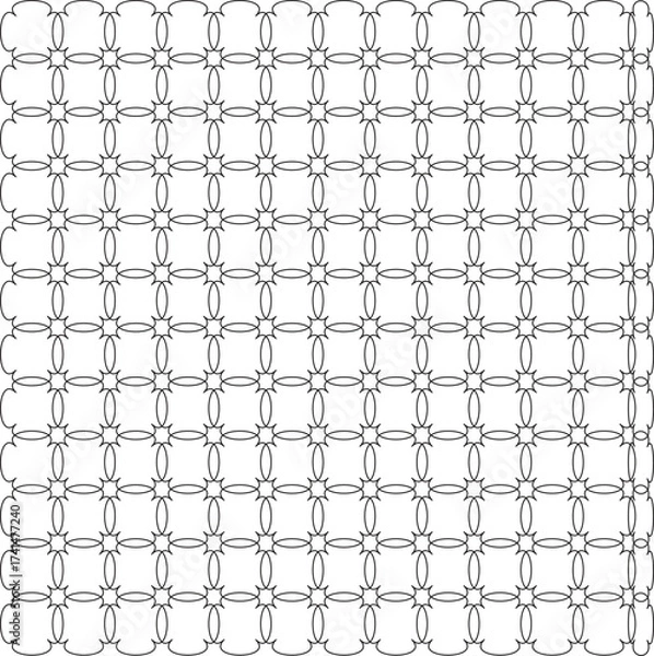 Obraz Seamless Geometric Pattern with Stars and Curves on White Background