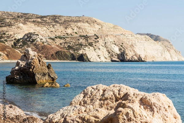 Fototapeta Aphrodite’s rock is a sea stack in Paphos, Cyprus. A birthplace of Aphrodite, popular tourist attraction