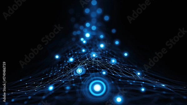 Fototapeta 
Futuristic Binary Code Grid Background with Glowing Blue Digital Data Stream Technology Pattern for Cyber Security Network Programming Abstract Interface Design Illustration