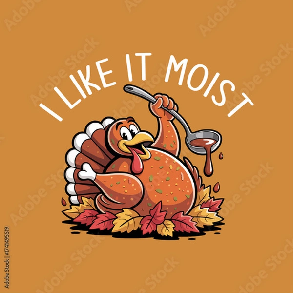 Obraz Funny Thanksgiving Typography Vector with Turkey and Quote Get Your Fat Pants Ready.ai