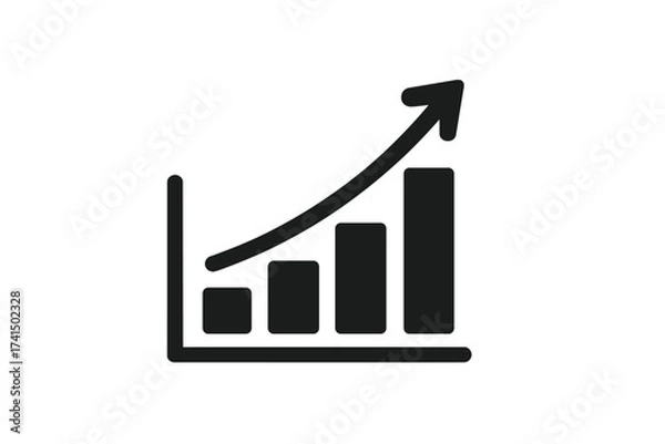 Fototapeta Growing bar chart icon. Growth graph symbol for business success and financial profit. Infographic diagram showing data increase and market progress. Vector illustration.