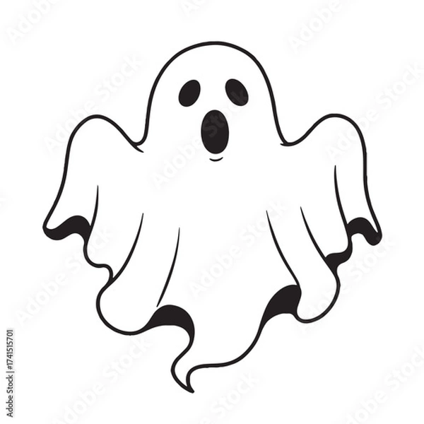 Obraz Simple cartoon ghost with open mouth and large eyes
