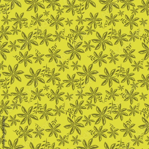 Fototapeta Exotic hand drawn flowers, seamless patterns with floral for fabric, textiles, clothing, wrapping paper, cover, banner, home decor, abstract backgrounds