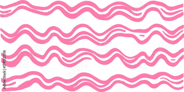 Obraz Pink pastel lines Geometric pattern. Abstract background. Pink wavy Pinstripe Seamless Pattern white background. Simple repeating wavy lines pattern