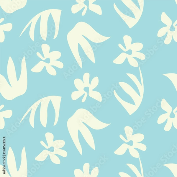 Obraz Hand drawn flowers. Seamless background with abstract cute flowers. Vector design ornament for paper; cover; fabric; interior decor; textile; fabric; wallpaper; surface design; label; packaging