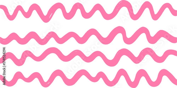 Obraz Pink pastel lines Geometric pattern. Abstract background. Pink wavy Pinstripe Seamless Pattern white background. Simple repeating wavy lines pattern