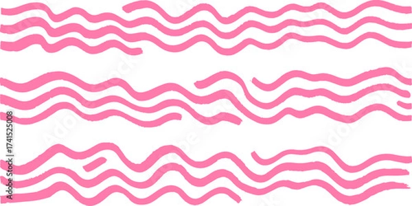 Obraz Pink pastel lines Geometric pattern. Abstract background. Pink wavy Pinstripe Seamless Pattern white background. Simple repeating wavy lines pattern