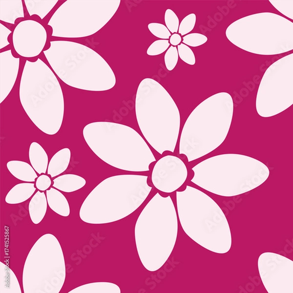 Fototapeta Exotic hand drawn flowers, seamless patterns with floral for fabric, textiles, clothing, wrapping paper, cover, banner, home decor, abstract backgrounds