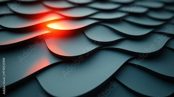 Fototapeta Abstract Wave Pattern with Soft Lighting on Dark Surface